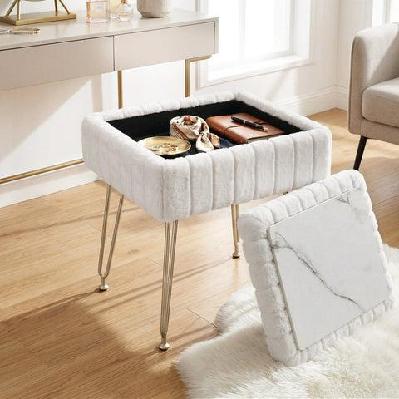 storage ottoman vanity foot stool white