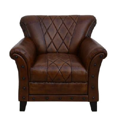 studded leather armchair accent relaxing chair - brown