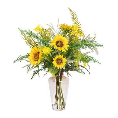 sunflower and mimosa 75cm artificial faux plant flower decorative mixed arrangement