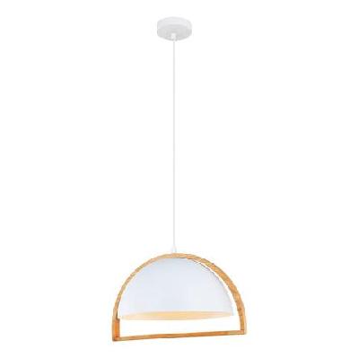 swing pendant lamp light interior es matte white dome with wood frame od370mm