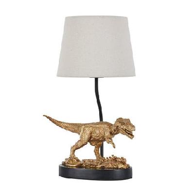 t-rex triumph shape desk table light lamp fabric shade gold