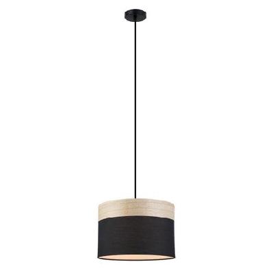 tambura pendant lamp light interior es black cloth medium round with wood highlight od300mm