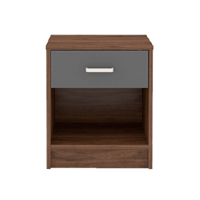 tammy open shelf nightstand bedside side table w/ 1-drawer - columbia/dark grey