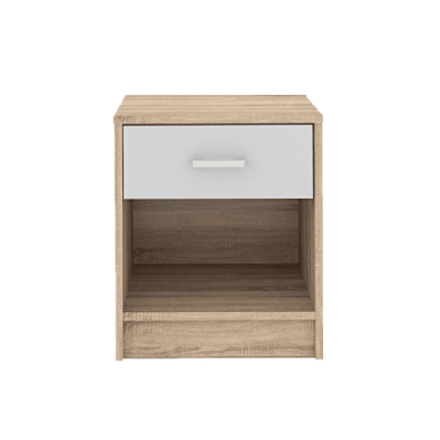 tammy open shelf nightstand bedside side table w/ 1-drawer - oak/light grey