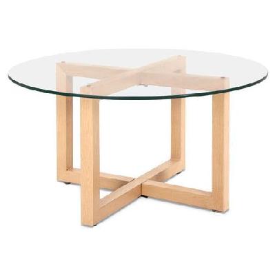 tempered glass round coffee table - beige