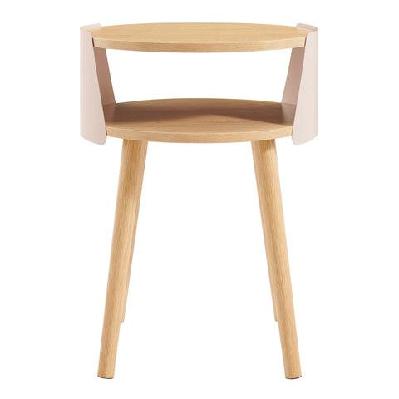 terra wooden round end lamp side table open shelf cream/natural