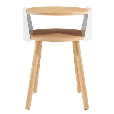 terra wooden round end lamp side table open shelf white/natural