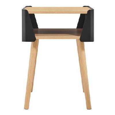 terra wooden square end lamp side table open shelf black/natural