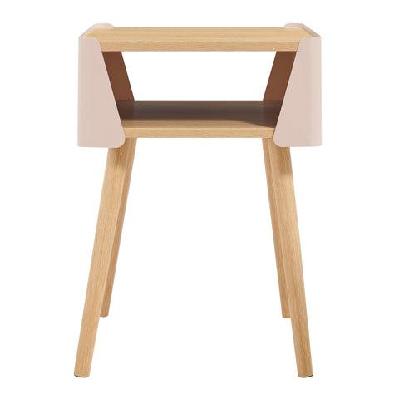 terra wooden square end lamp side table open shelf cream/natural