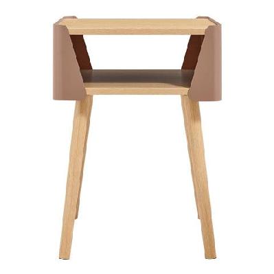 terra wooden square end lamp side table open shelf mocha/natural