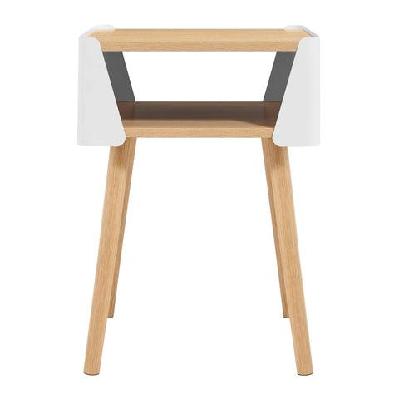 terra wooden square end lamp side table open shelf white/natural