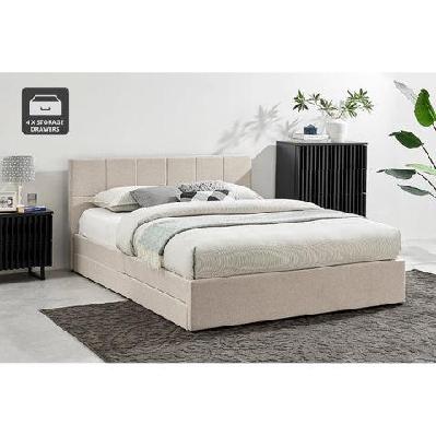 theodore storage bed frame with drawers - double beige double