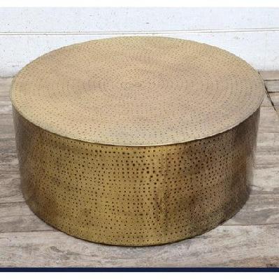 titan golden hammered metal round coffee table