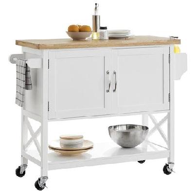 tivoli kitchen 2-door island solid wood counter top - natural / white