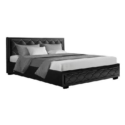 tiyo bed frame pu leather gas lift storage - black king