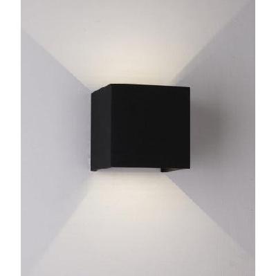 toca wall light surface mounted 6.8w square black 3000k ip54 with adjustable lens covers 408lm
