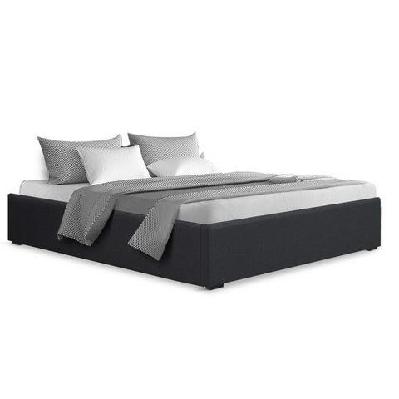toki double size storage gas lift bed frame without headboard fabric charcoal