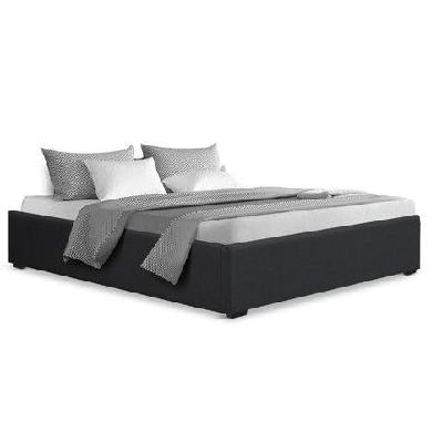 toki queen size storage gas lift bed frame without headboard fabric charcoal