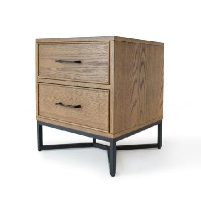 toulouse french marquetry nightstand bedside table w/ 2-drawers - oak