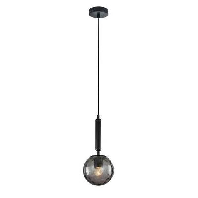 trattino pendant lamp light interior es 72w black smoke spherical glass encl od150 x h200mm