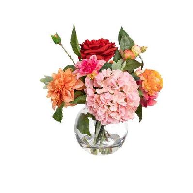 tulip and eucalyptus 40cm mixed artificial plant flower arrangement decorative in fishbowl vase