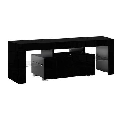 tv cabinet entertainment unit stand rgb led gloss furniture 130cm black