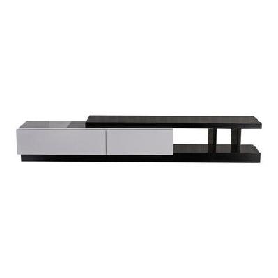 tv cabinet with 2 storage drawers with high glossy assembled entertainment unit in black and white colour