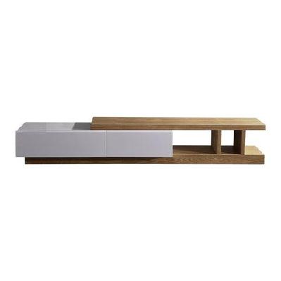 tv cabinet with 2 storage drawers with high glossy assembled entertainment unit in white ash colour