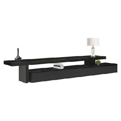 tv cabinet with 3 storage drawers extendable with glossy mdf entertainment unit in black color