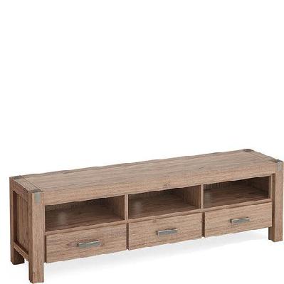 tv cabinet with 3 storage drawers with shelf solid acacia wooden frame entertainment unit in oak colour