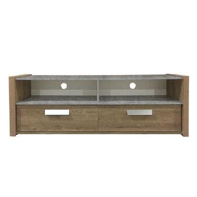 tv stand cabinet entertainment unit - dark oak / matt grey