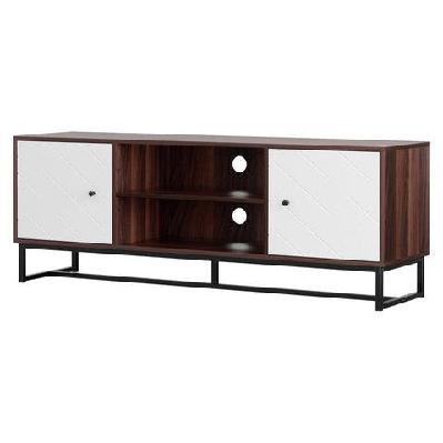 tv unit 150cm storage shelves walnut white