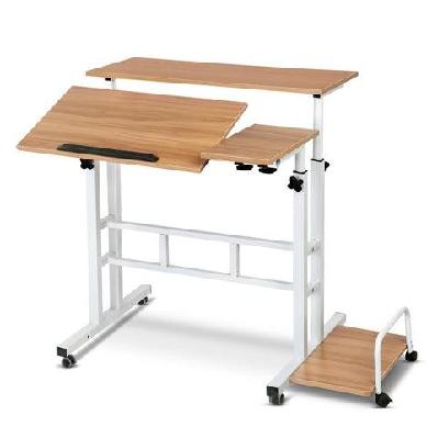 twin laptop table desk - light wood