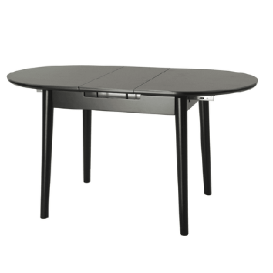 tyron oval extension wooden ceramic dining table 110-140cm - black ceramic