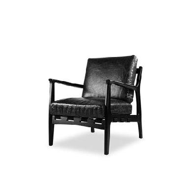 united strangers at ease relaxing lounge accent leather armchair - black black