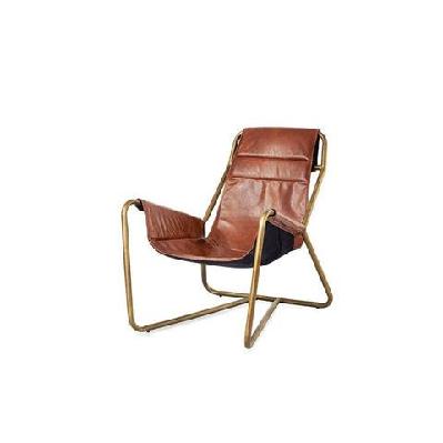 united strangers leather sling relaxing lounge accent chair - medium brown
