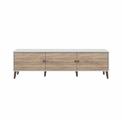 valerie tv stand cabinet entertainment unit 180cm - oak and white