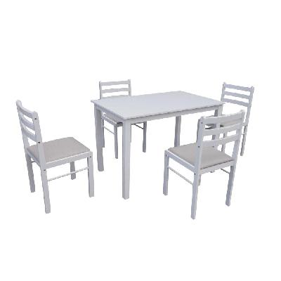 5pc dinign set rectangle dining table 110cm w/ 4 dining chairs - white