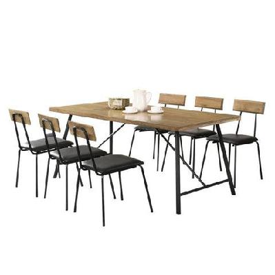 vegas 6 seater dining set 1.6m rectangular dining table and 6 dining chairs - maple