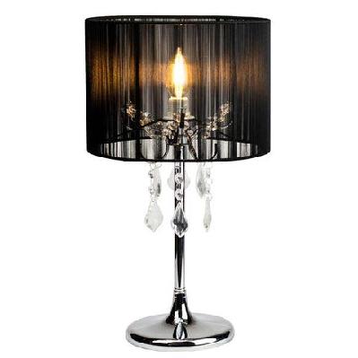 venice crystal droplets table desk lamp chrome base - black string shade