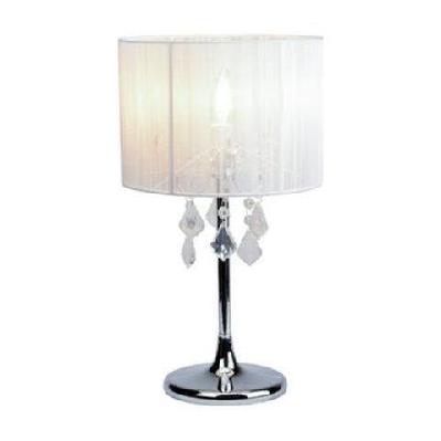 venice crystal droplets table desk lamp chrome base - white string shade