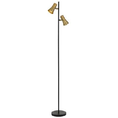 verik modern standing floor lamp light foot switch metal brass black satin