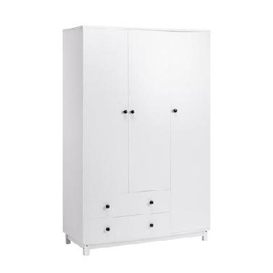 vernon wooden wardrobe clothes rack storage cabinet w/ 3-doors 2-drawers white