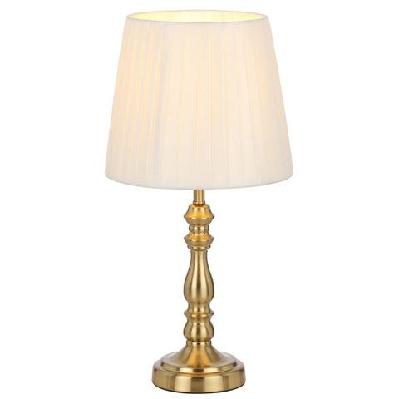 vida vintage table desk lamp light metal fabric antique gold ivory polished
