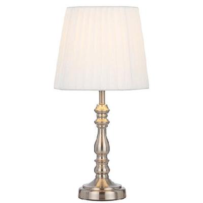 vida vintage table desk lamp light metal fabric chrome ivory polished