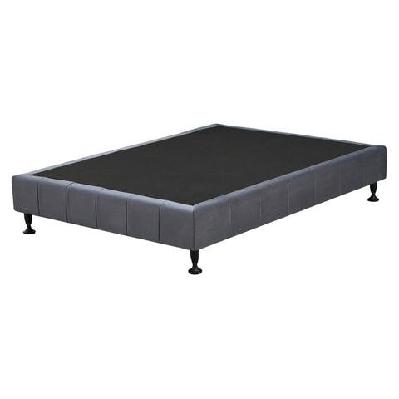 velvet fabric platform bed frame bed base queen - dark grey