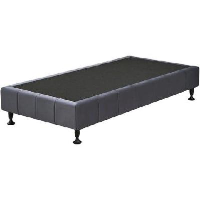 velvet fabric platform bed frame bed base single - dark grey