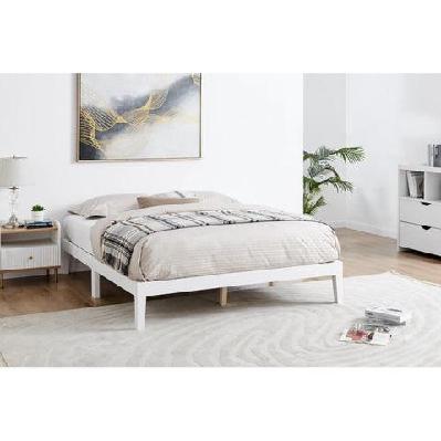 william wood bed frame white double queen