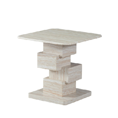 windy artificial marble effect side end lamp table white travertine