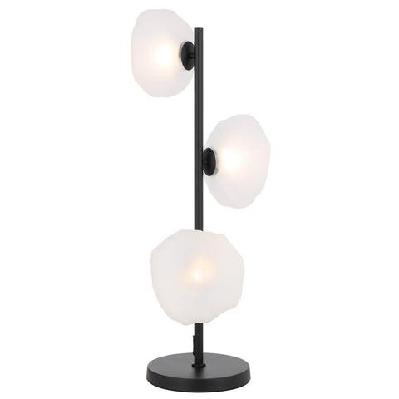zecca contemporary table desk lamp light metal glass frost black frosted